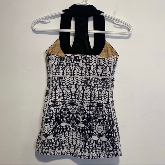 CLEARANCE! Lululemon Scoop Neck Tank White Black Glacier Lace / Black Size:4 - Picture 3 of 8